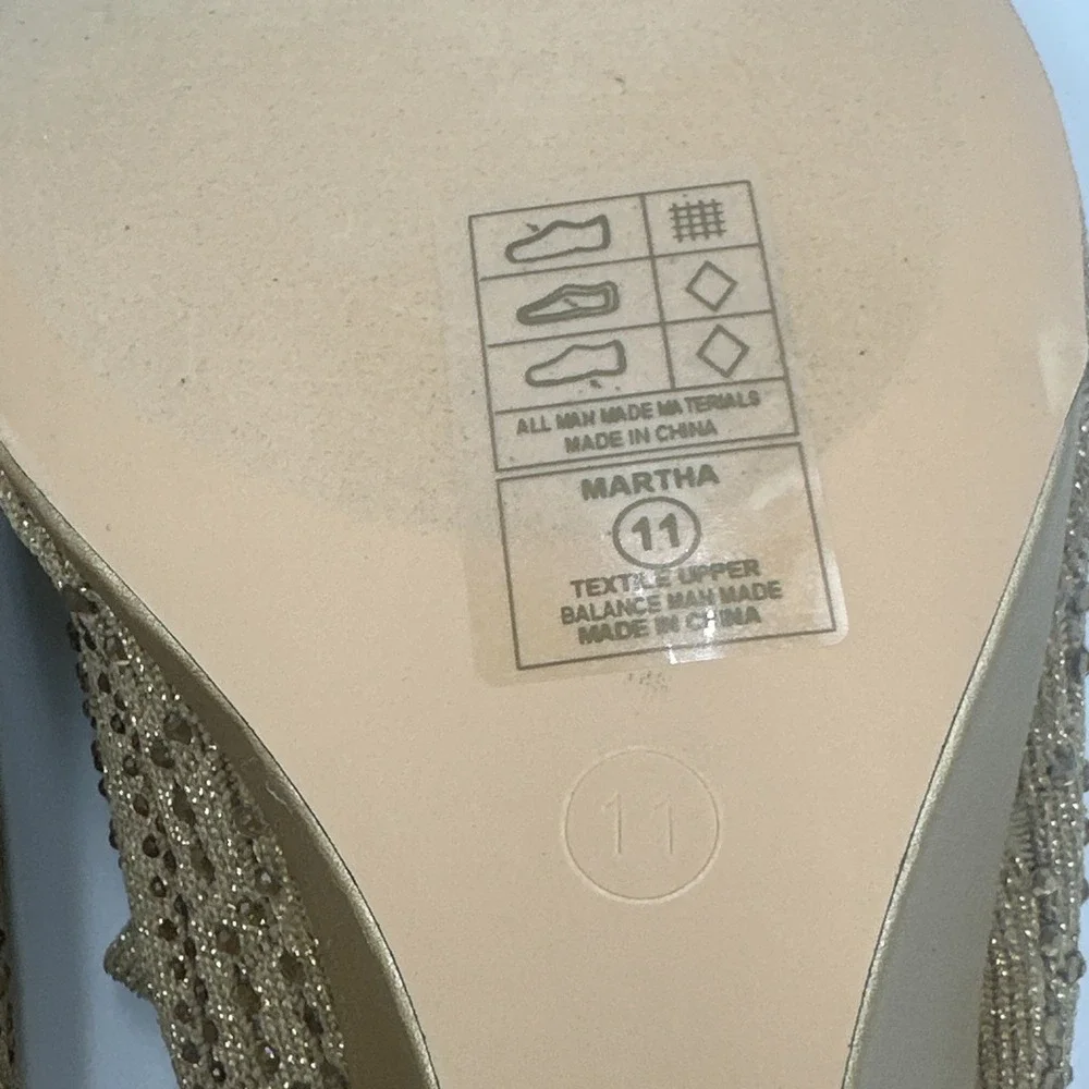 Lauren‎ Lorraine Martha Women's Wedge Sandal Gold Glitter Rhinestones Size 11